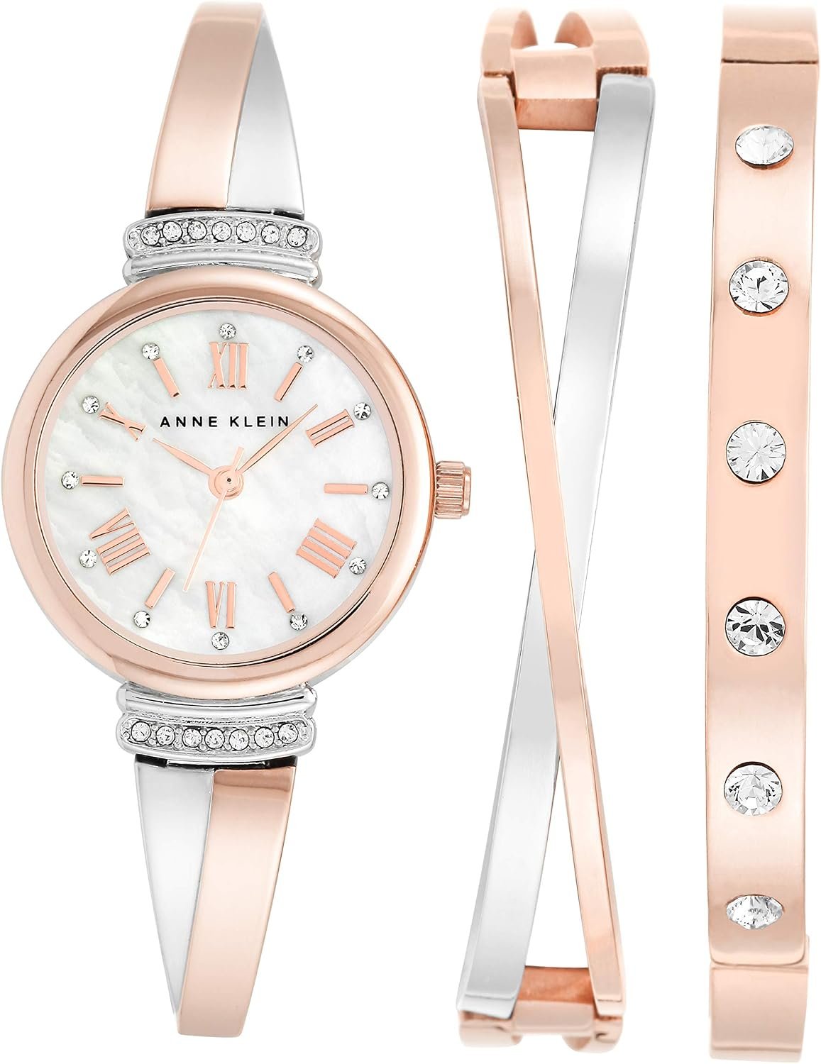 Women's Premium Crystal Accented Bangle Watch Set