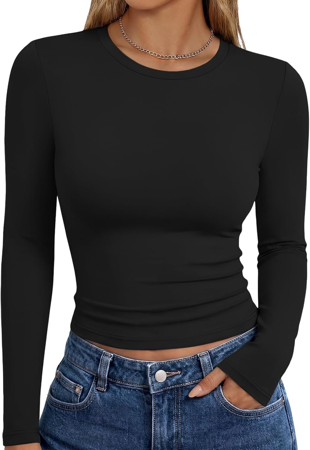 Trendy Queen Womens Long Sleeve T Shirts Fall Fashion Basic Y2K Tops…